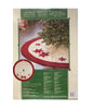 Adjustable Luxury Christmas Tree Skirt, Gold Skirt with Red Poinsettia