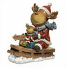 Moose Family on Sleigh with Multicolor LED Lights Figurine Battery Operated