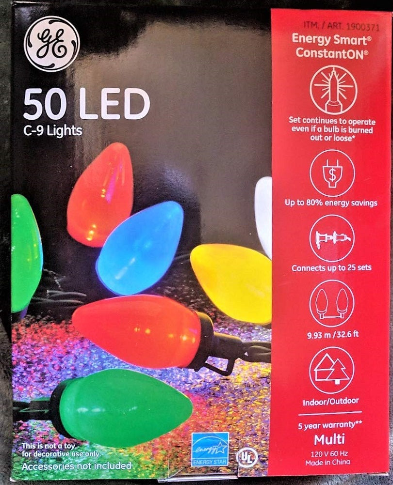 GE 50 LED C9 Lights Energy Smart Constant On Multi-color