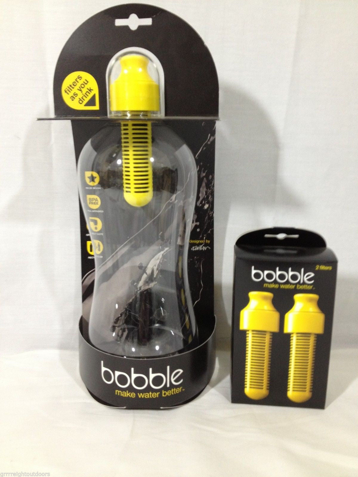 Bobble Bottle Filter Yellow Carbon 1 Large 34 Oz and 1 (2 Pack) Filters BFA Free