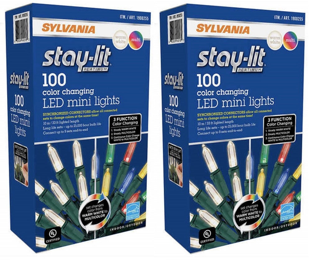 Stay-lit Platinum 100 Color Changing LED Mini Lights, Warm White/ Multi-Color (2-Pack)