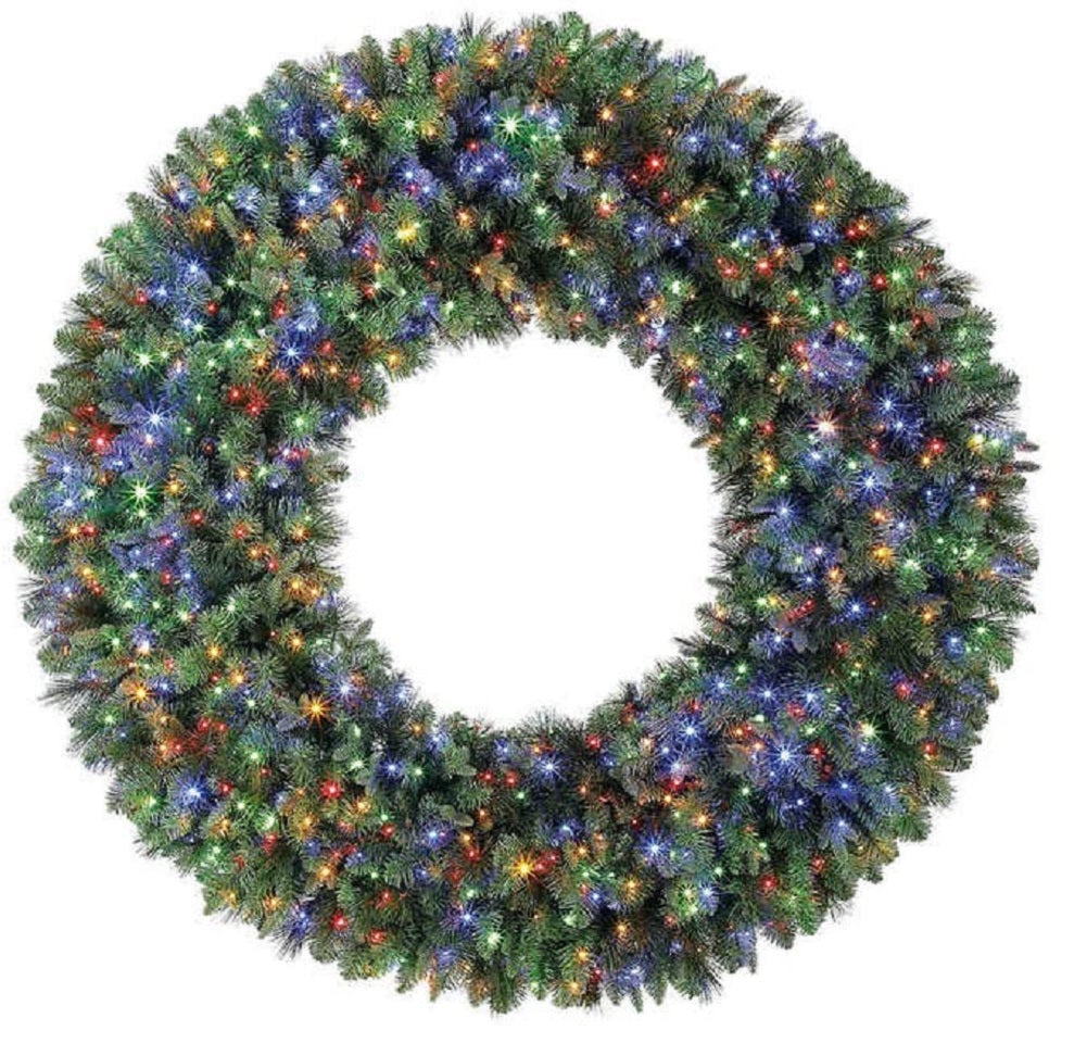 60" LED Pre-Lit Radiant Micro LED Artificial Wreath Color-Changing Multi-function