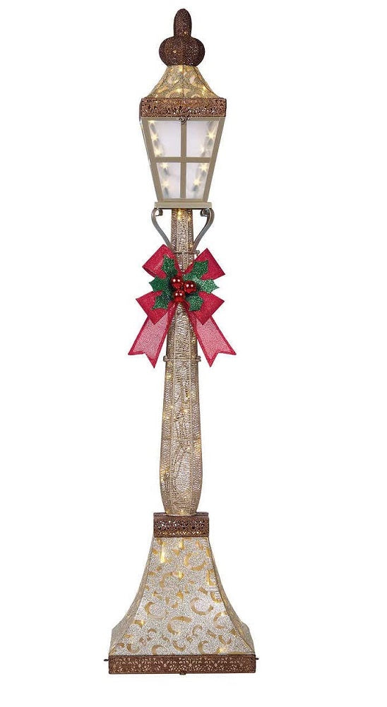 Lamp Post with 120 LED Lights Christmas Decoration Gold 6FT
