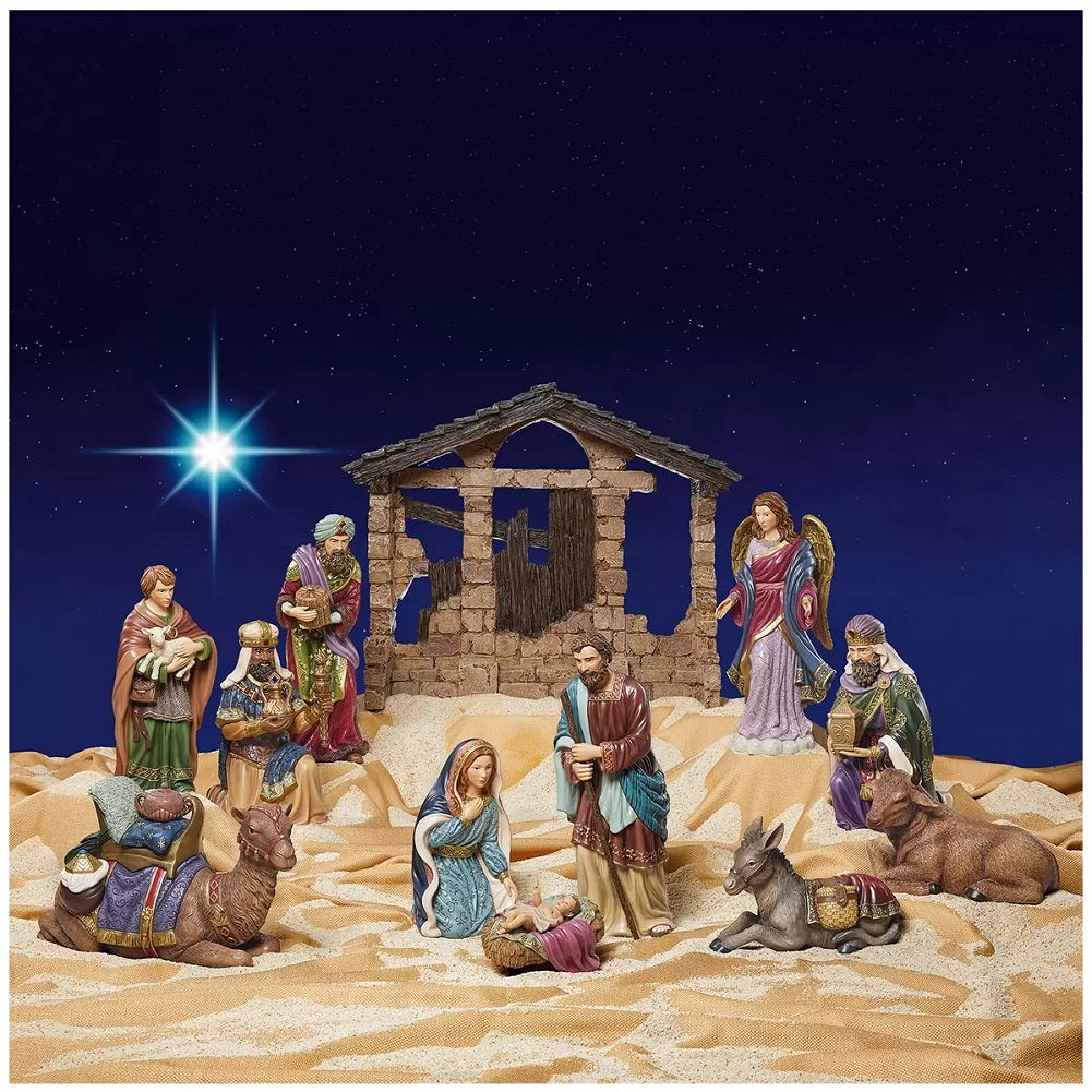 Kirkland Signature Hand-Painted Christmas Nativity 13-Piece Set