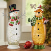 Tabletop Glass Christmas 16.5-inch Moose and Snowman with LED Lights