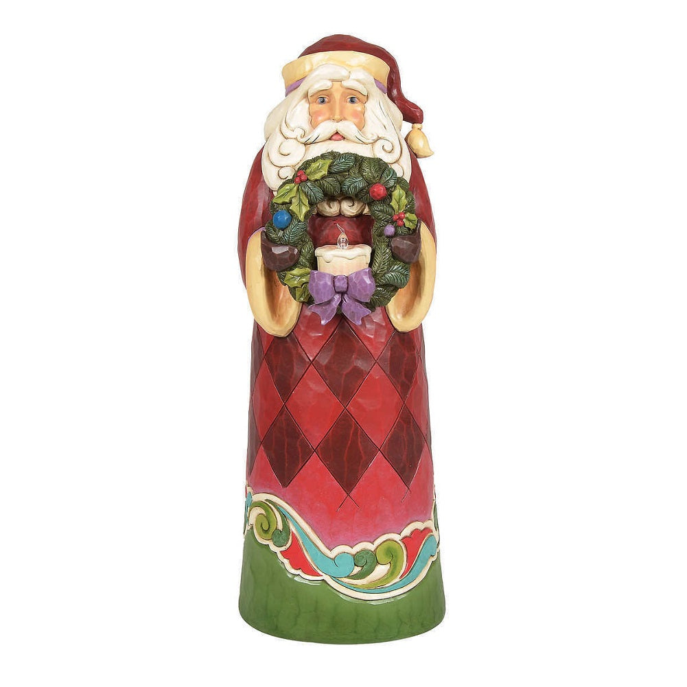 Jim Shore Hand-Painted 20-inch Santa Statue with LED Candle