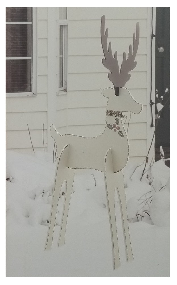 Holiday Time Large Standing Deer 21-Inch Unique Cut-Out Wood Design