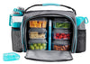 JAXX FitPak Deluxe Meal Prep Bag, Snack Container & Shaker Bottle Grey/Teal