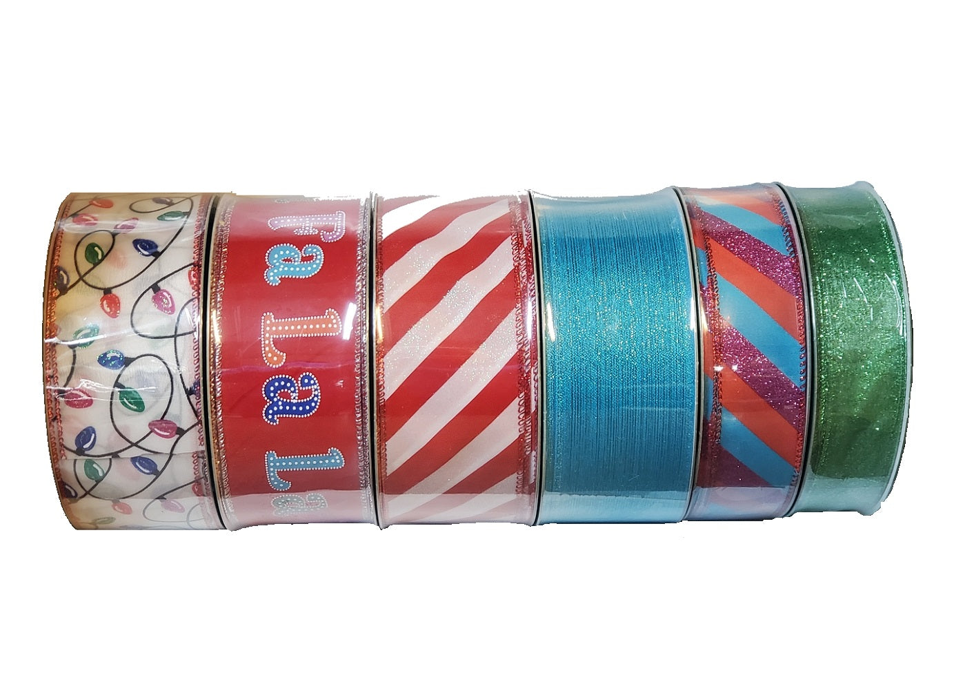 Member's Mark Premium 6-Pack Holiday Wired Edge Ribbon 1.5-in/2.5-in x 50-Yds