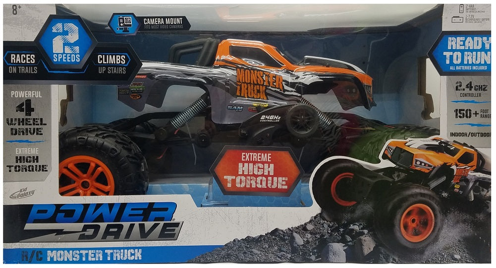 Monster Motor Drive R Power Drive R/C 4-Wheel Drive Orange Monster Truck 2.4GHz Controller ...