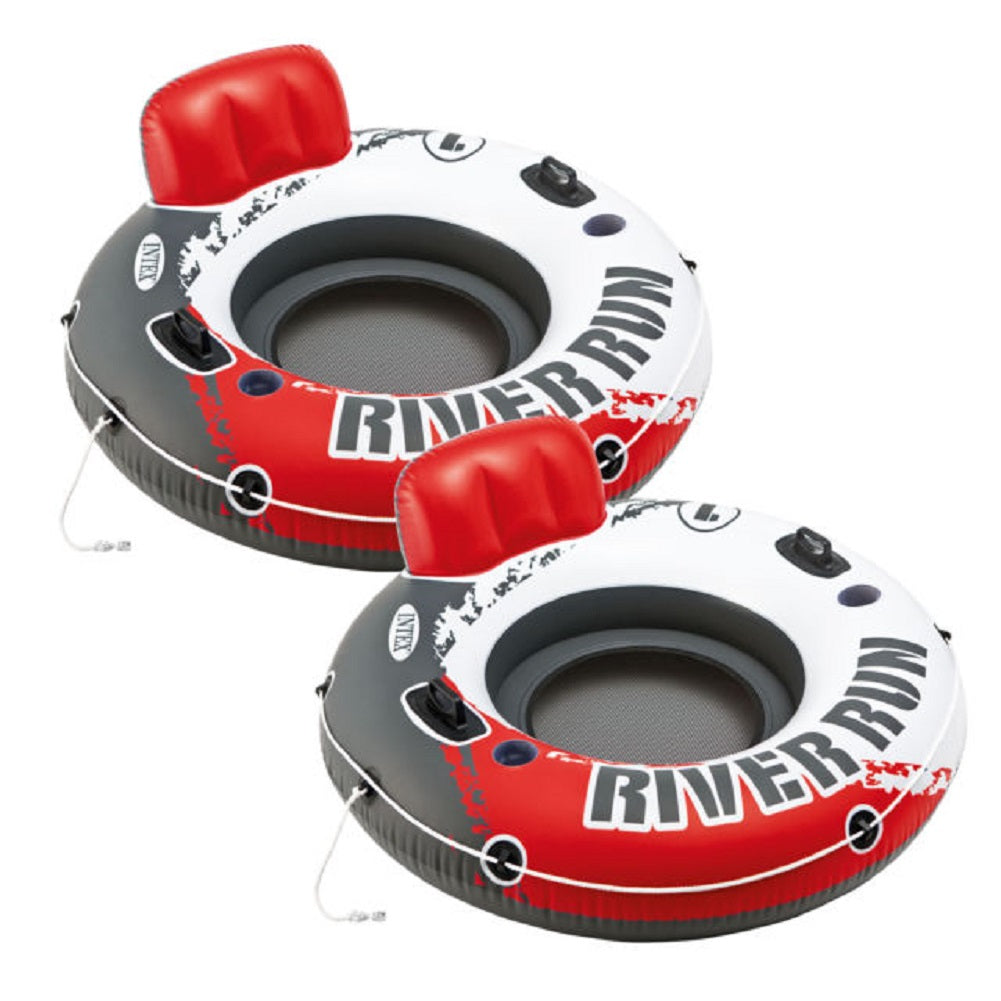 Intex Red River Run 1 Fire Edition Sport Lounge, Inflatable Water Float, 53" Diameter 2 Pack