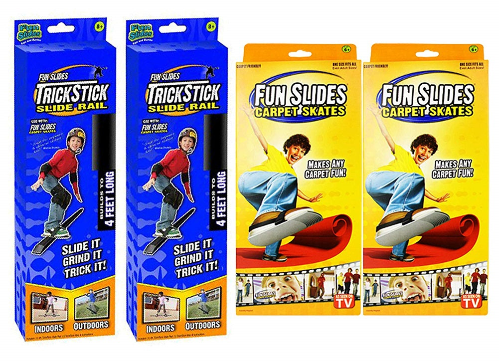 Fun Slide Set of 2 Carpet Skates Rails! AS SEEN ON TV! (2 Pairs Skates & 2 Rails)