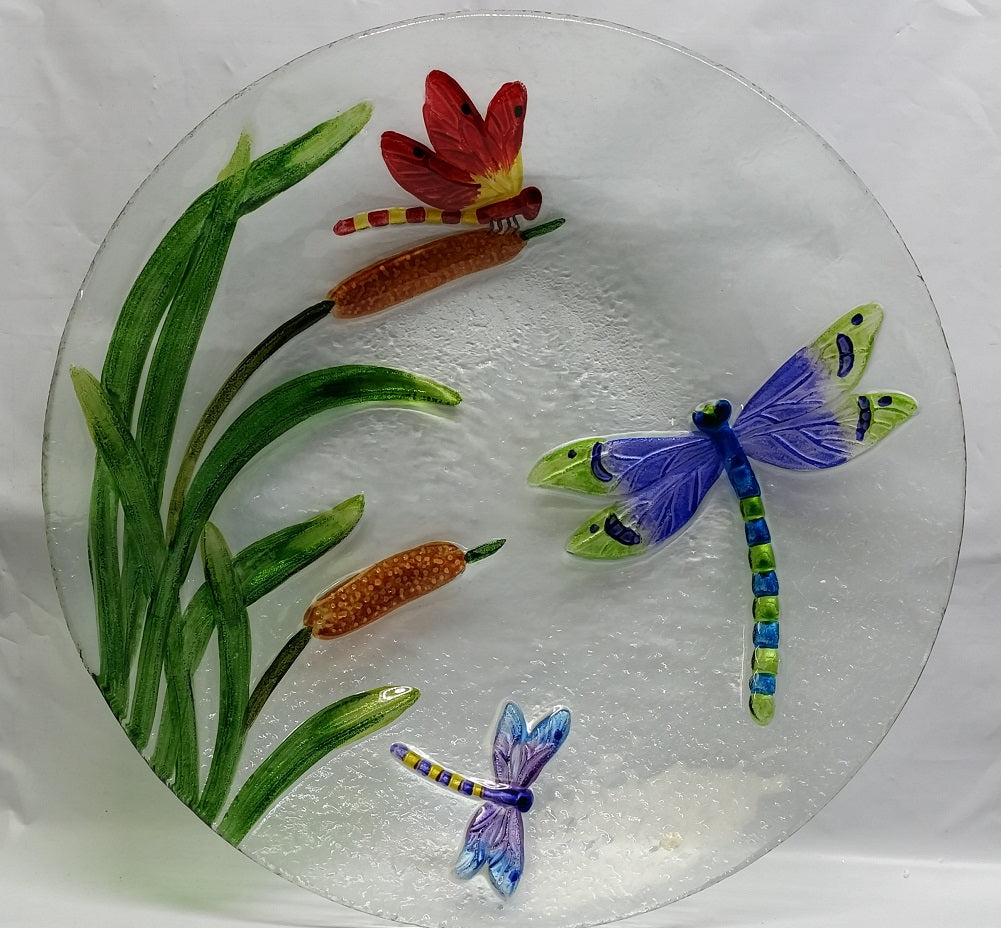 Evergreen Enterprises Glass Dragonfly Bird Bath 18"