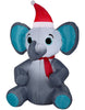 Holiday Time 3.5FT Light Up Inflatable Elephant with Santa Hat & Red Scarf