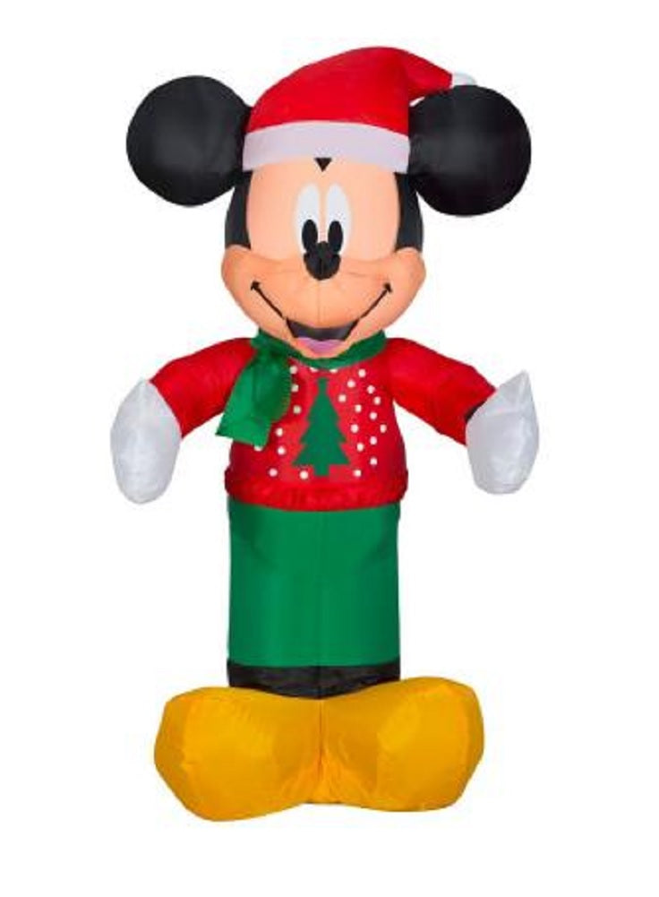 Disney 3.5 FT Mickey Mouse Wearing Sweater/Santa Hat/Scarf Airblown Inflatable