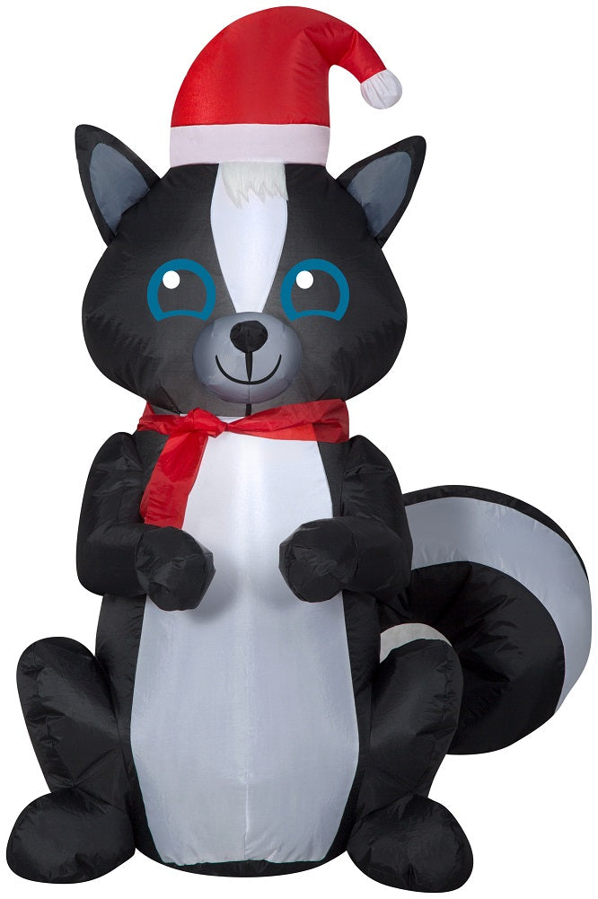 Holiday Time Inflatable Skunk with Santa Hat