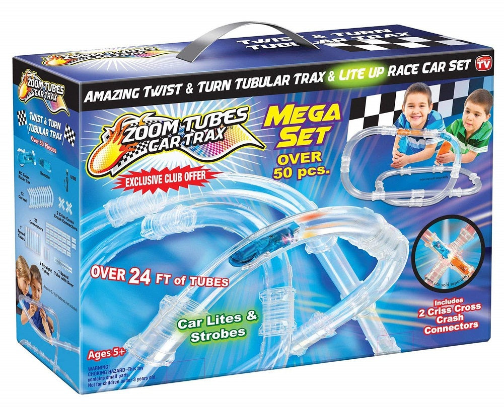 Zoom Tubes Car Trax Exclusive Mega Set 50-Piece Tubular Speed Pipes Racing Track