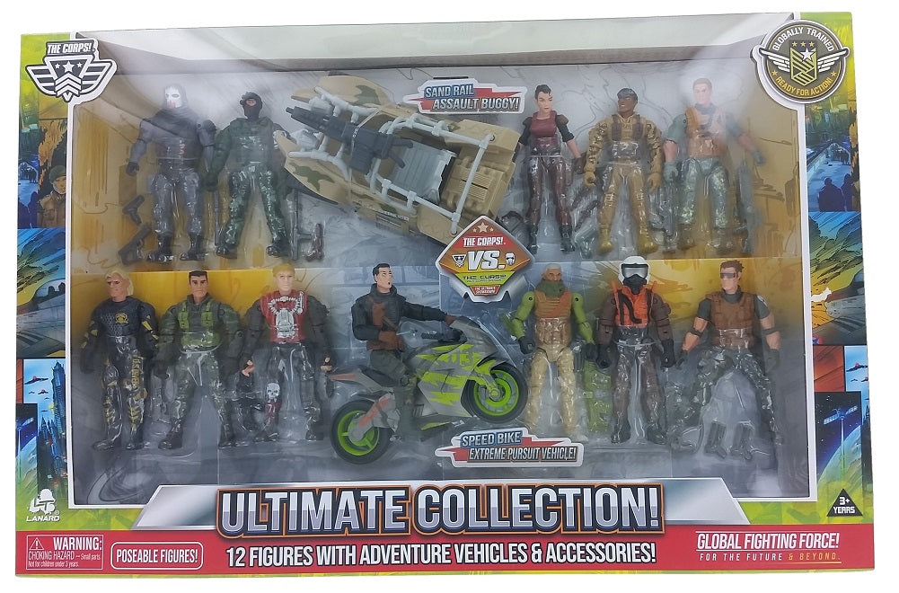 The Corps! Ultimate Collection Army Action Figure Pack, 12 Figures w/ Vehicles