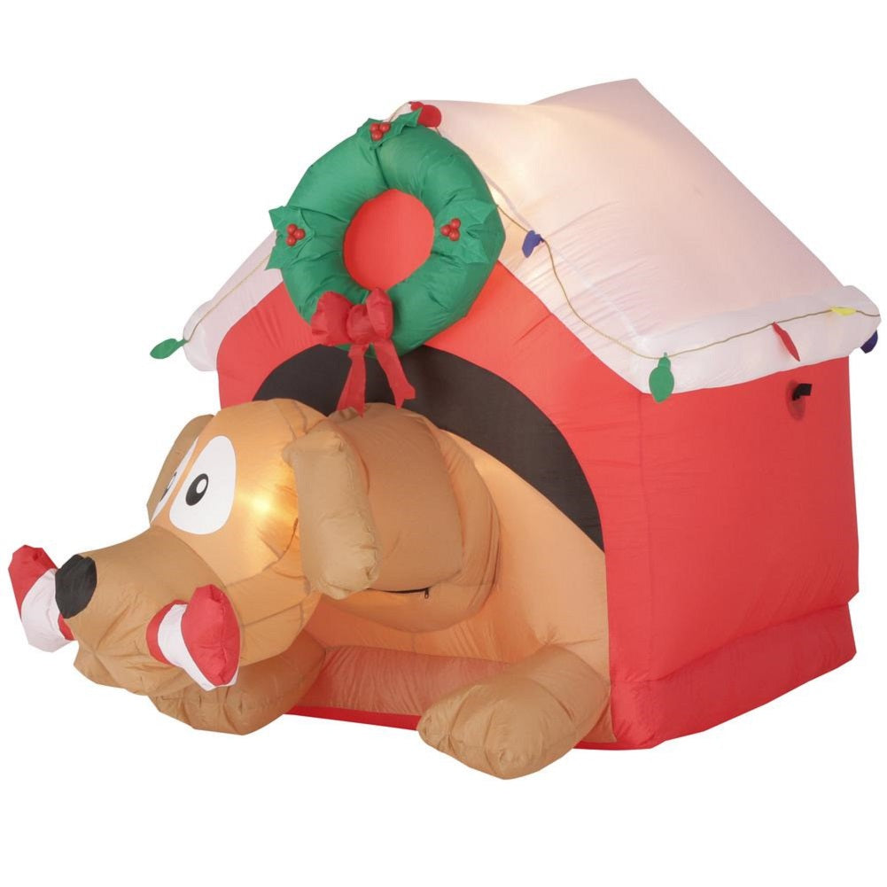 Holiday Inflatable Animated Dog with Candy Cane Bone