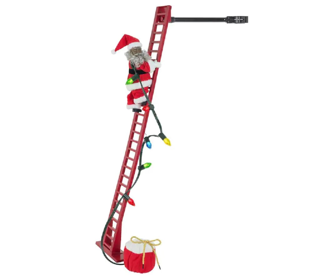 Mr. Christmas Super Climbing African American Santa 40-in Lighted Musical Decoration