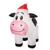 3FT Tall Inflatable Christmas Cow with Santa Hat Indoor/Outdoor Holiday Decoration