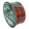 Kirkland Signature Wire Edged Red and Black Plaid Ribbon 50 Yards x 2.5 inches