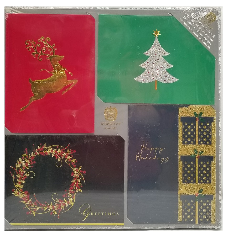 Burgoyne 40 Elegant Christmas Cards with Matching Self-Seal Envelopes