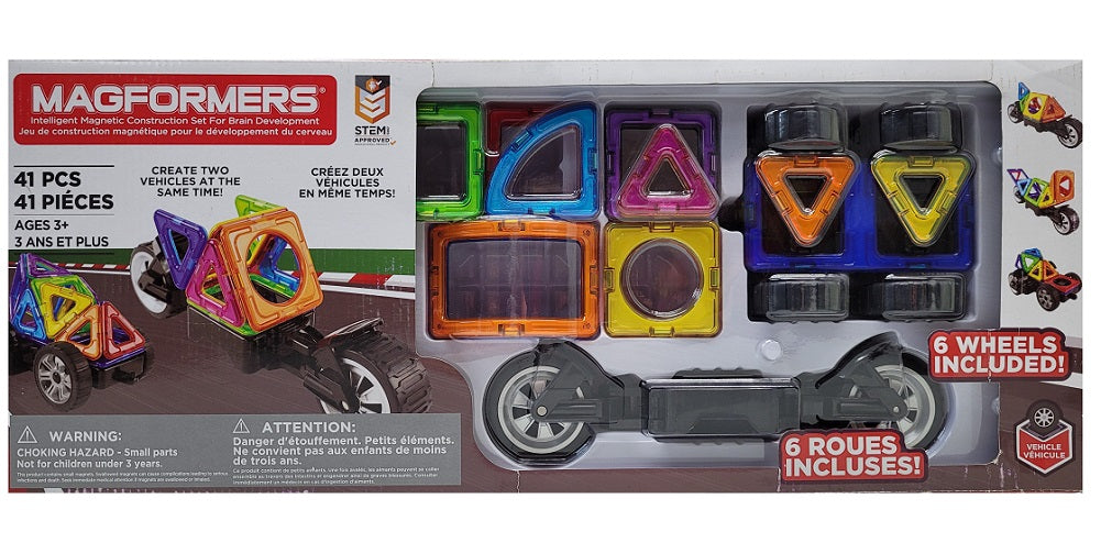 Magformers 41 Piece Amazing Vehicle Wheels Magnetic Building Set