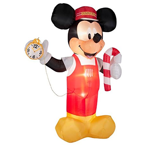 Licensed Christmas Outdoor Decorations Mickey Train Conductor Airblown, 5.5 Ft