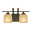 2-Light Vanity Light Fixture Bronze with Double French Scavo Glass Shades