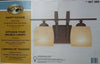 2-Light Vanity Light Fixture Bronze with Double French Scavo Glass Shades