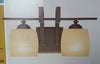 2-Light Vanity Light Fixture Bronze with Double French Scavo Glass Shades