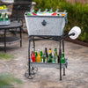 Galvanized Beverage Tub with Rolling Cart and Tray