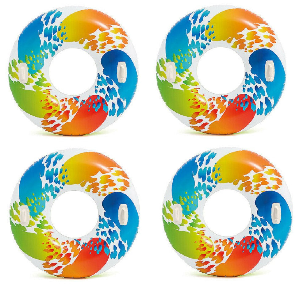 Intex Inflatable Color Whirl Floating Tube Raft w/ Handles (Set of 4) | 58202EP