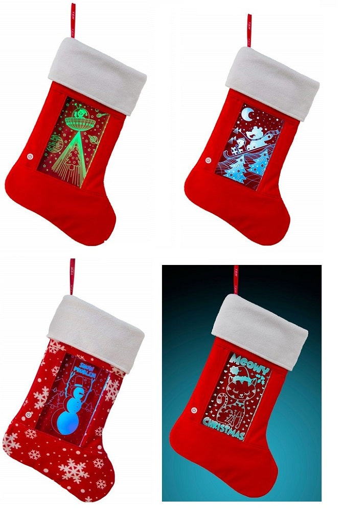 YEW Stuff POP Lights LED Light Up Christmas Stockings Variety 4-Pack