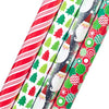 Kirkland Signature 4 Roll Christmas Gift Wrap 180 sq ft: Stripes/Trees/Santa/Circles
