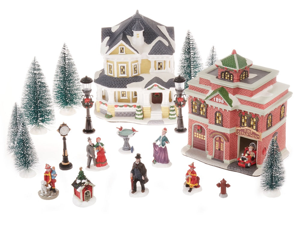 Holiday Time Christmas Village Figurine, 20-Piece Village Set