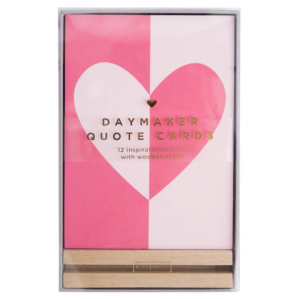 West Emory Daymaker Quote Cards 12 Inspirational Prints w/ Wooden Stand