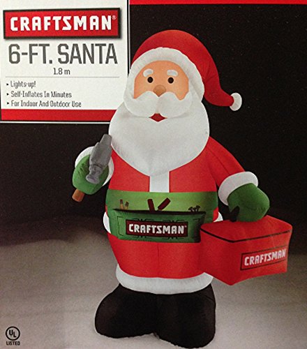 Christmas Inflatable 6 FT Craftsman Carpenter Santa with Hammer Toolbox & Apron