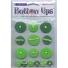 Button Ups Adhesive Button Embellishments GREEN For Scrapbooking