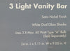 Catalina Lighting 3-Light Vanity Bar Satin Nickel Finish/White Opal Glass Shades