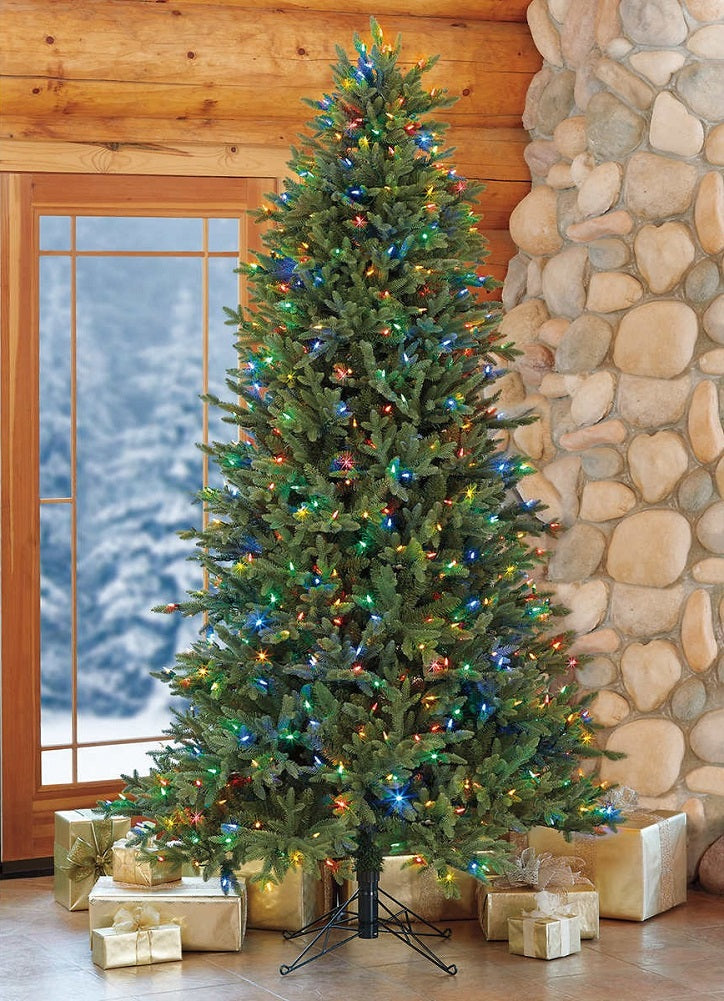 Easy Up Tree 7.5FT Pre-Lit SureBright LED Artificial Christmas Tree with EZ Connect ...