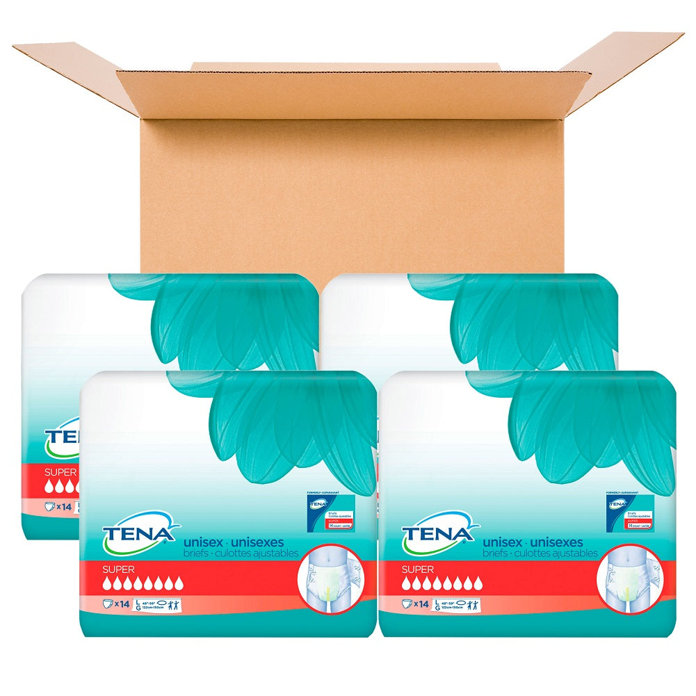 Tena Incontinence Briefs, Uni-Sex, Super Absorbency, Large, 56 Count