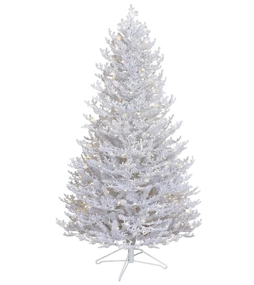 GE 5FT Pre-Lit LED White Flocked Coral Decorative Tree Warm White Lights