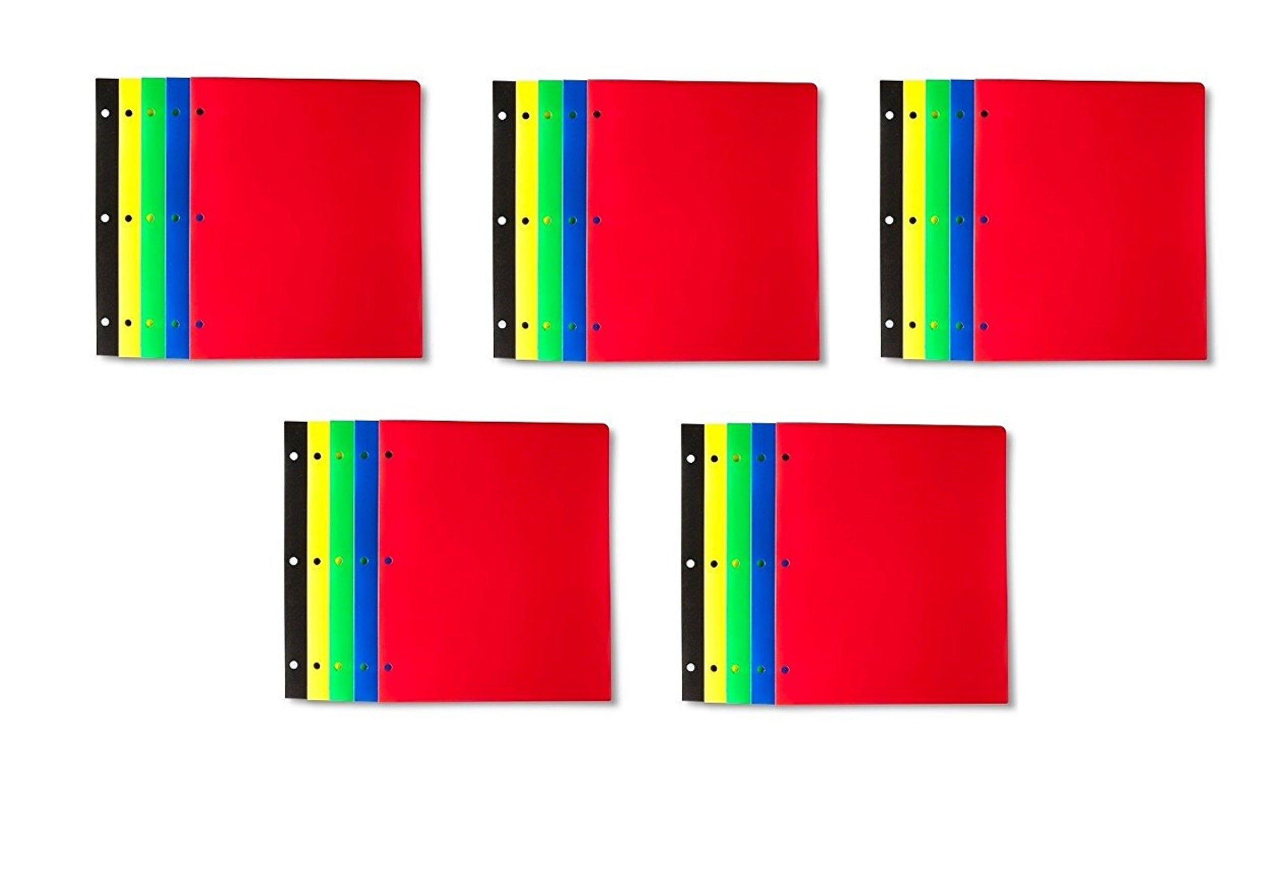 Up&Up 2-Pocket Portfolios, pack of 25 Plastic Folders, Multi Colors