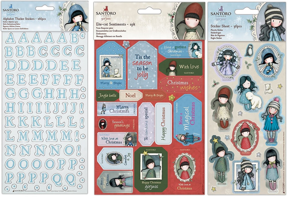 Santoro London Gorjuss Holiday Scrapbook Pack with Paper Stickers Embe ...