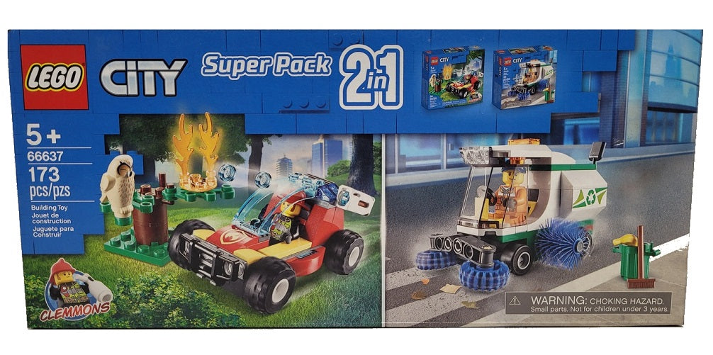 LEGO CITY 66637 Super Pack 2-in-1 Forrest Fire and Street Sweeper 173-Pieces