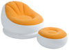 Intex Inflatable Colorful Cafe Chaise Lounge Chair w/ Ottoman (Orange)