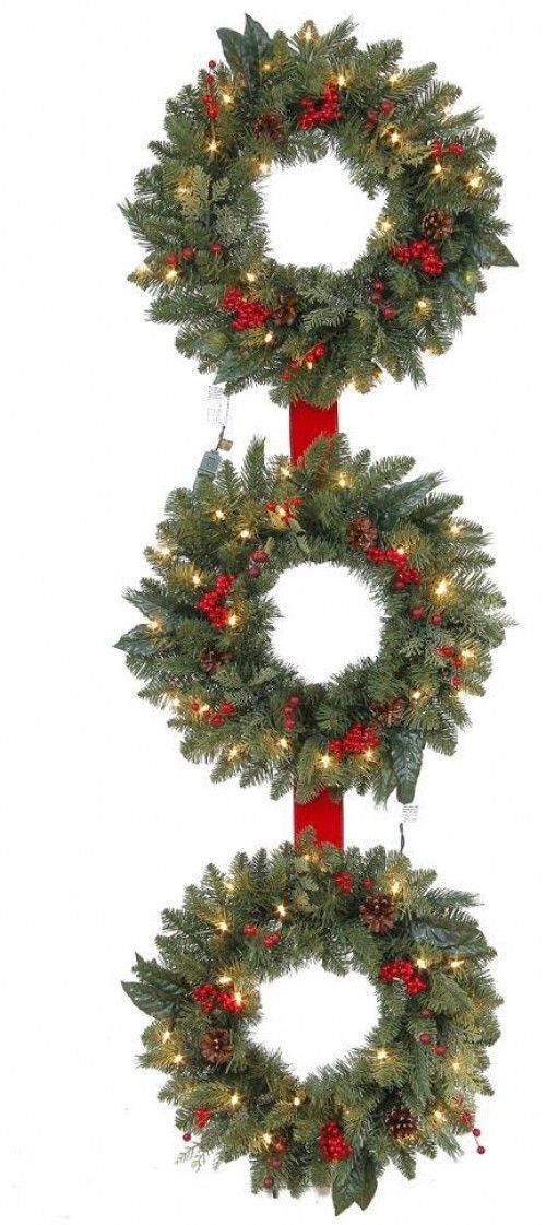 Martha Stewart Living 60 in. Winslow 3-Ring Artificial Wreath with 25 Clear