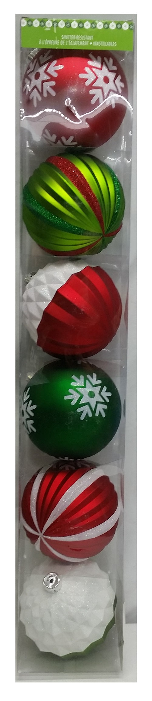 CG Hunter Holiday 6-Piece Shatter Resistant 6" Ornaments Red/Green/White